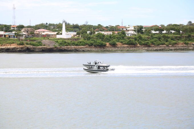 Kenya Navy forces displaying emergency response capability using high-speed motorboats during Kenya's first-ever sail past, October 20, 2019