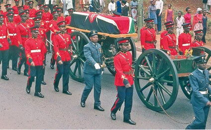 The funeral procession for the late President Mzee Jomo Kenyatta in Nairobi on August 31, 1978