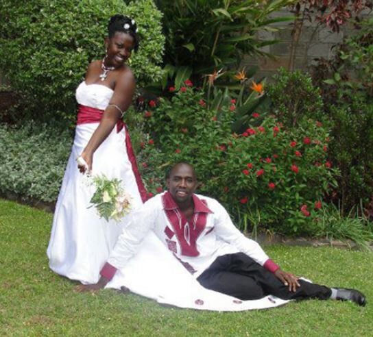 Kipchumba Murkomen and his wife Glady's Wanjiru during their marriage in 2017