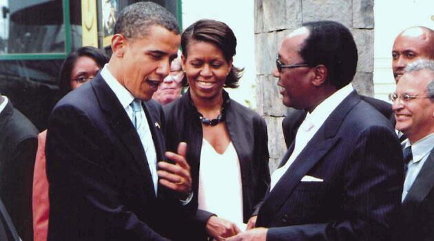 Former US President Barrack Obama with Billionaire Chris Kirubi. Kirubi strongly fights against cancer