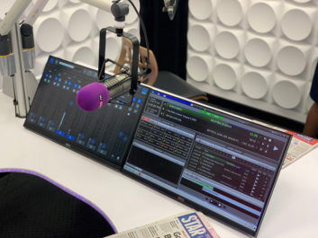 The newly installed RƎLAY mixing console at Kiss FM studios. 