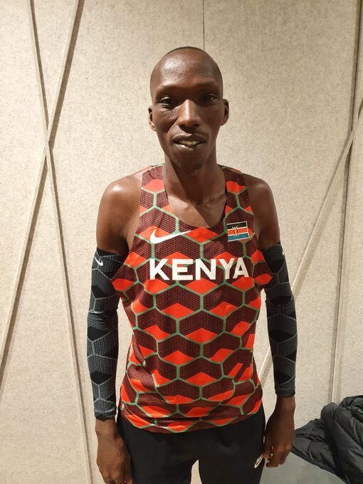 An athlete models the new Team Kenya kit for the Tokyo 2020 Olympics on Wednesday, January 6