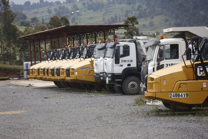 Construction machines parked at Itare dam in Kuresoi North.
