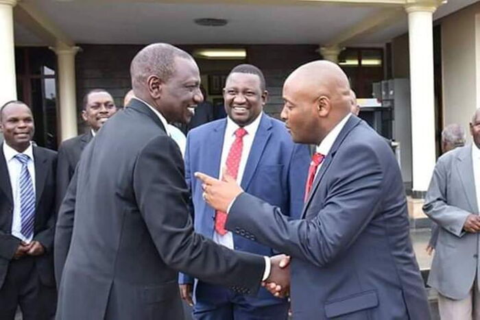 Deputy President William Ruto with Taita Taveta Governor Granton Samboja after a meeting in 2019. In January 2020, the county moved to court seeking access to Ruto;s ranch