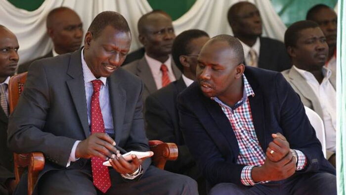 William Ruto and Elgeyo Marakwet Senator Kipchumba Murkomen. Both leaders on Saturday, October 19, fought for the resurgence of Kimwarer dam