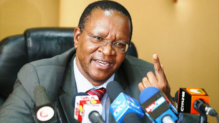 Interior PS Karanja Kibicho speaking to the media during a past press conference. He dismissed media reports that his ministry had requested an additional Ksh1 billion for Huduma Namba