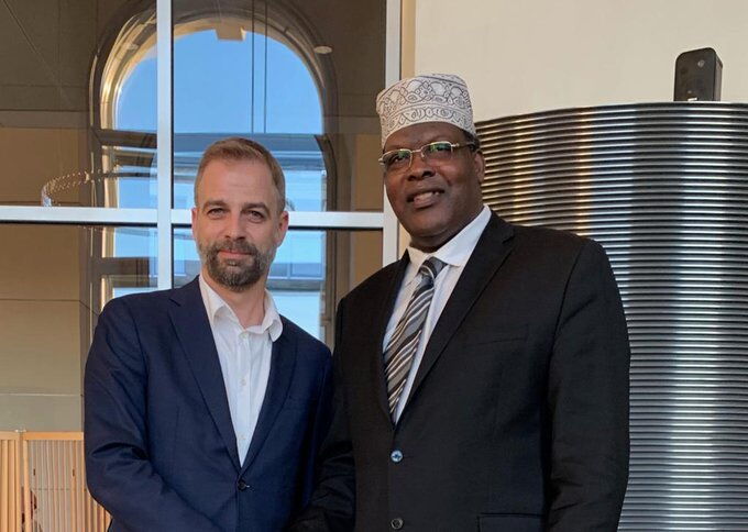 Self-styled National Resistance Movement (NRM) leader Miguna Miguna in a meeting with German lawmaker Stefan Liebich in Berlin, Germany on Thursday, January 16