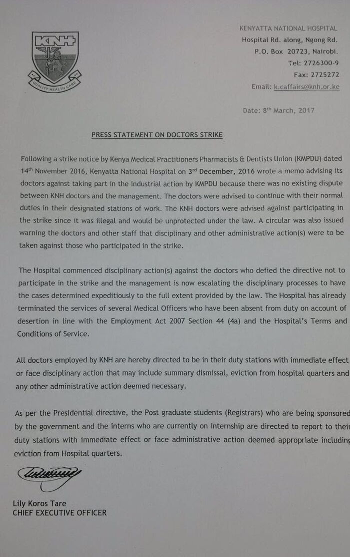 Kenyatta National Hospital Sacks 12 Doctors Kenyans.co.ke