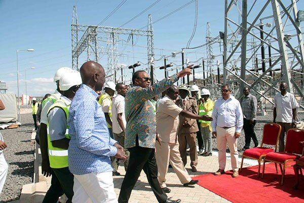 President Uhuru Kenyatta and deputy president William Ruto during the launch of the Lake Turkana Wind Project in July 2019