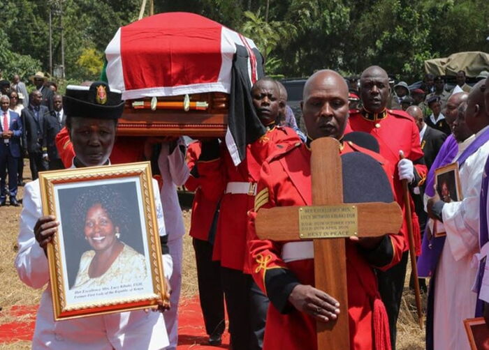 The funeral procession for the late first lady, Mama Lucy Kibaki on May 7, 2016, in Othaya, Nyeri County.