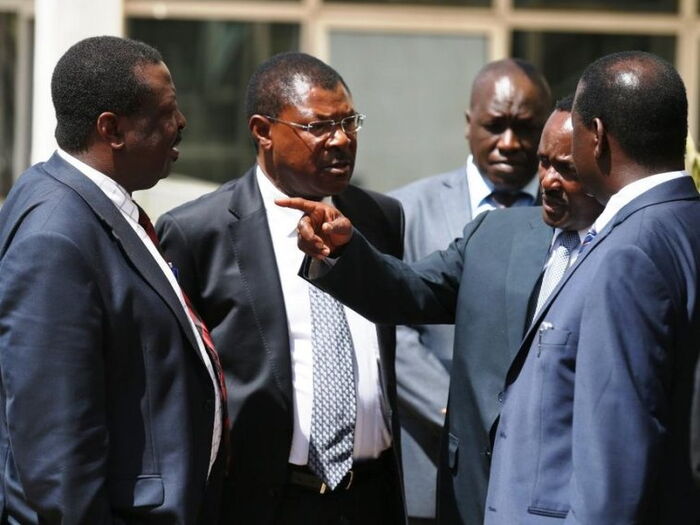 NASA leaders Raila Odinga, Kalonzo Musyoka and Raila Odinga and Moses Wetangula. Mudavadi, Wetangula and Musyoka were not informed of the March 2018 handshake as per multiple reports
