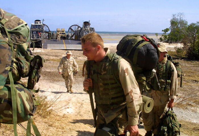 A past photo of American forces at the Manda Bay camp in Lamu county