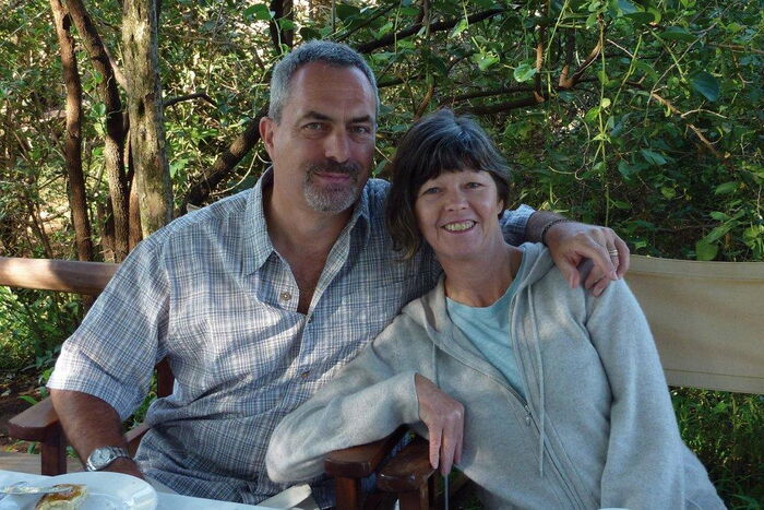 Judith Tebbutt in the Masai Mara with her husband David