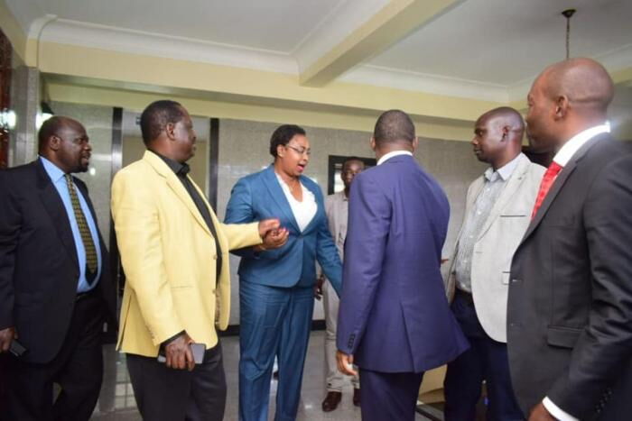 Aisha Jumwa with ODM leader Raila Odinga in a past event that sparked controversy. She lashed out at an ODM by-election candidate