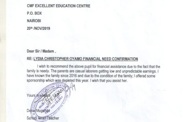 C.M.F Excellent Education Center principal, Denis Mugambi's appeal to well-wishers