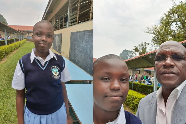 Former Kakamega Senator Boni Khalwale wth his daughter Gift Atubukhu as she reported to school on Monday, January 13