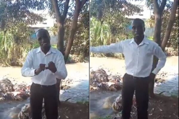 Elijah Mokaya at the banks of Nairobi River on January 1, 2020. He challenged President Uhuru Kenyatta to appoint him to oversee the cleaning of the river 