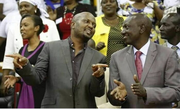 DP William Ruto with Gatundu South MP Moses Kuria at Kasarani Stadium on June 16, 2019