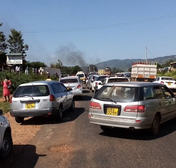 Motorists stranded along Kitui road in Machakos on January 20, 2020.