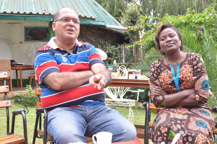 Kisumu East member of parliament Shakeel Shabir and his wife Nancy Wanyonyi during a press conference in Kisumu in 2015