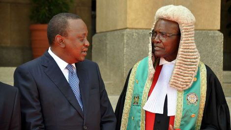 President Uhuru Kenyatta and Chief Justice David Maraga. Haji advised Maraga on Tuesday, October 29 to meet with the president over budget cuts.