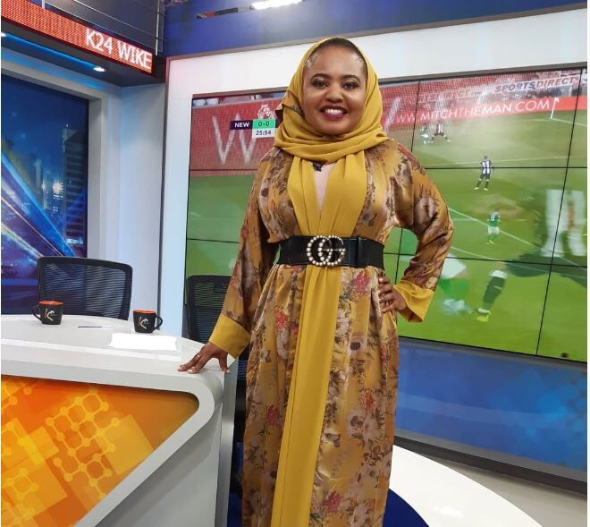 Former K24 Swahili anchor Mwanaisha Chidzuga at K24 studios in Nairobi.