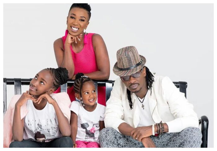 Kenyan Celebrity Couple Wahu and Nameless pose for a photo with their children Tumiso and Nyakio. Nameless narrated how he almost passed away in September 2017
