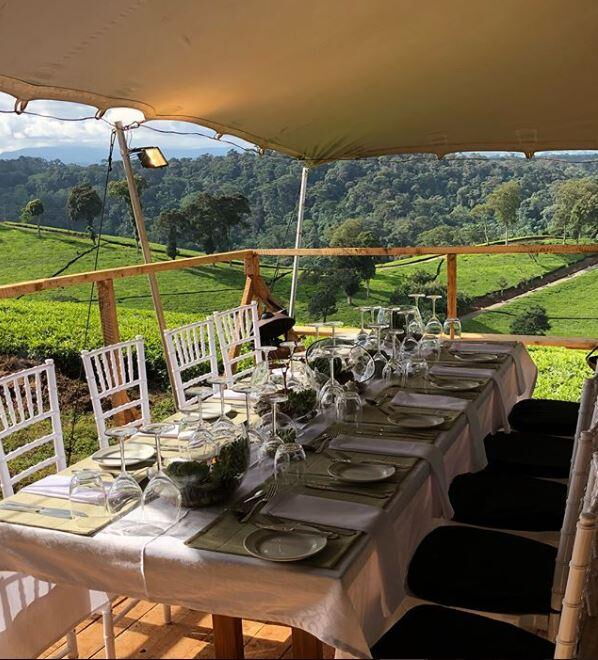 A dining table at the Green Experience, Ngina Kenyatta's restaurant located at the Kenyatta's tea farm in Lari, Kiambu.