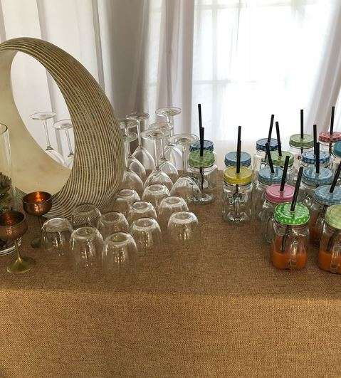 Glasses and cocktails at the restaurant