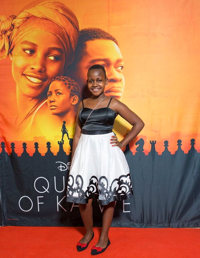 Nikita Waligwa at the premiere of Queen of Katwe