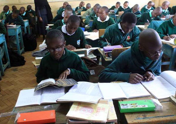 Class Eight pupils at Moi Nyeri Complex Primary School revise on August 31, 2016.