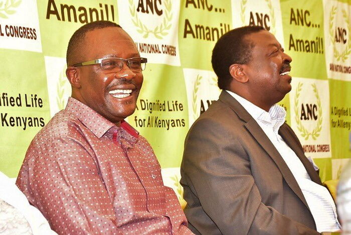 Musalia Mudavadi with ANC candidate for the Kibra by-election Eliud Owalo. Photo: Daily Nation.