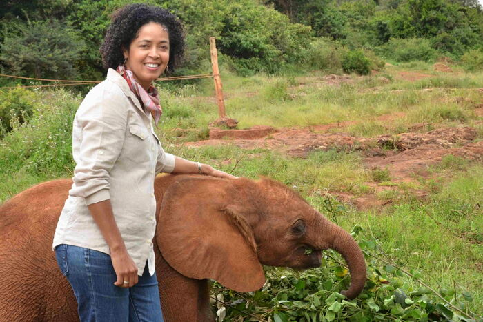 Paula Kahumbu going about her day to day activities.