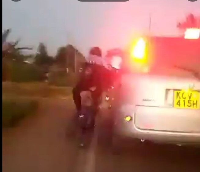 Paused footage of the van ramming into cyclists in Nairobi on February 12.