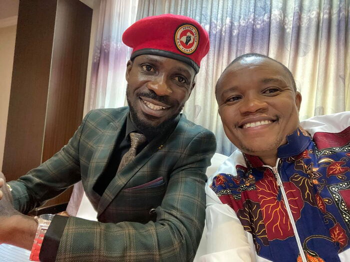 Molo MP Kuria Kimani poses with Ugandan lawmaker cum artist Robert Kyagulanyi alias Bobiwine Molo MP Kuria Kimani poses with Ugandan lawmaker cum artist Robert Kyagulanyi alias Bobiwine