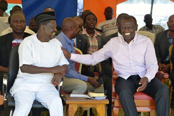 Deputy President William Ruto (right) and ODM leader Raila Odinga during a past event in January 2019.