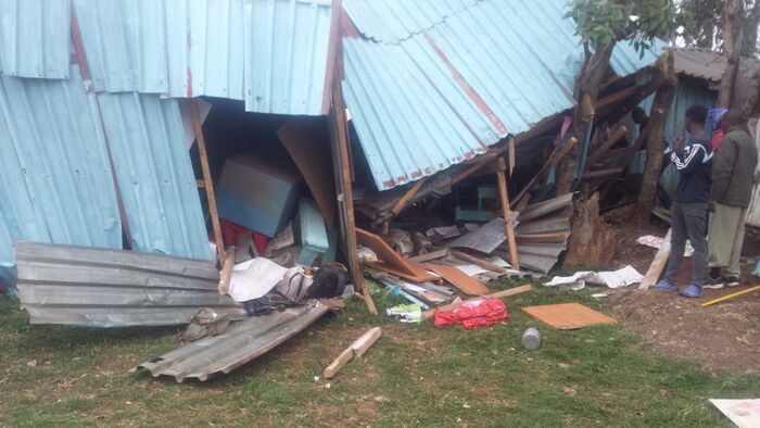 A collapsed Precious talent school in Ngando, that was closed by CS Professor George Magoha after it killed 7 pupils.