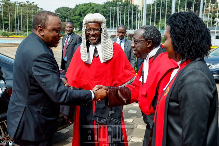 President Uhuru Kenyatta arriving for the State of the Judiciary report at the Supreme Court on January 23, 2020.