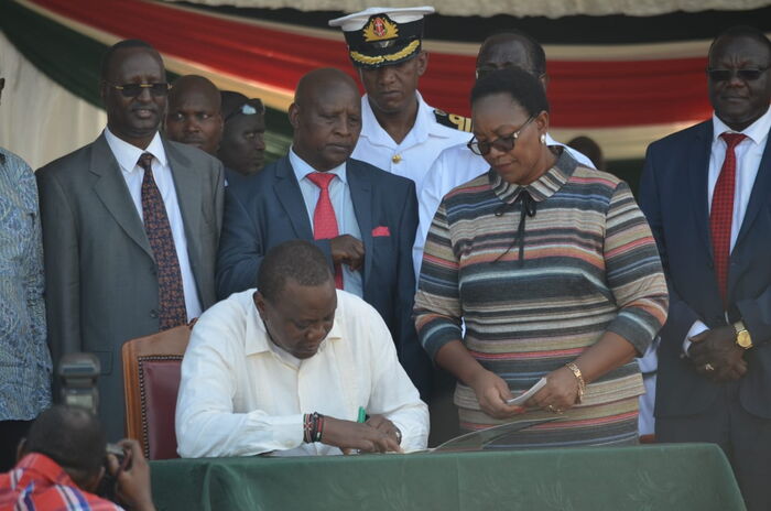 President Uhuru Kenyatta during the launch of the Universal Health Coverage (UHC) Pilot Program dubbed Afya Care in Kisumu City on December 13, 2018.