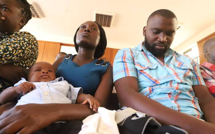 Joseph Abanja and Lancer Achieng, the parents of the late baby Samantha Pendo at Kisumu court during the final verdict in the inquest on February 14th 2018. (Photo: Courtesy)