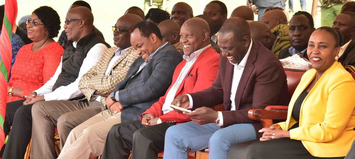 DP William Ruto and other leaders during a Church service at The African Independent Pentecostal Church of Africa (AIPCA), Mukaro Diocese, Giakanja, Nyeri County on Sunday, December 8.