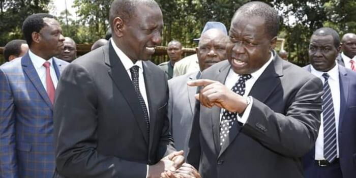 Deputy President William Ruto and Interior Cabinet Secretary Fred Matiang'i in a past event. Matiang'i has been accused of being behind the woes of Ruto's allies