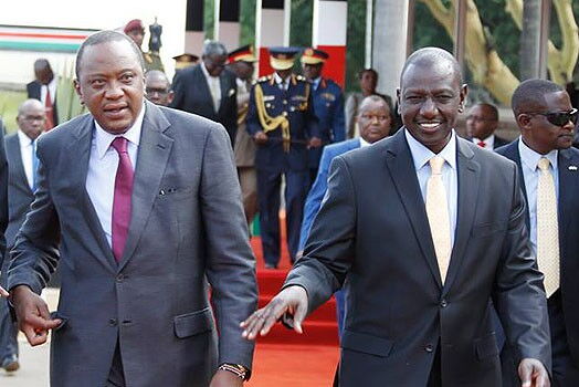 President Uhuru Kenyatta and DP William Ruto at a past event. Reports had it that the DP was not invited at Kenyatta's event in Nyeri on Friday, November 15, 2019
