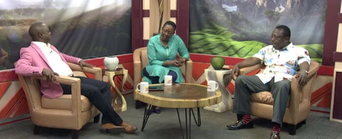 Kameme TV presenter Sabina Chege, Murang'a woman Rep Sabina Chege and Musician Peter Kigia wa Esther during the morning interview