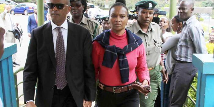 Sarah Cohen and her lawyer Philip Murgor. Her case was postponed to October 4, 2019.