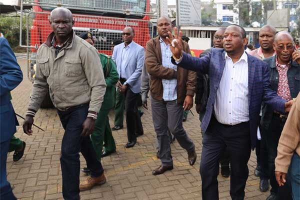 Nairobi Governor Mike Sonko during the tour of the grabbed fire station land in Gigiri on August 10, 2018.