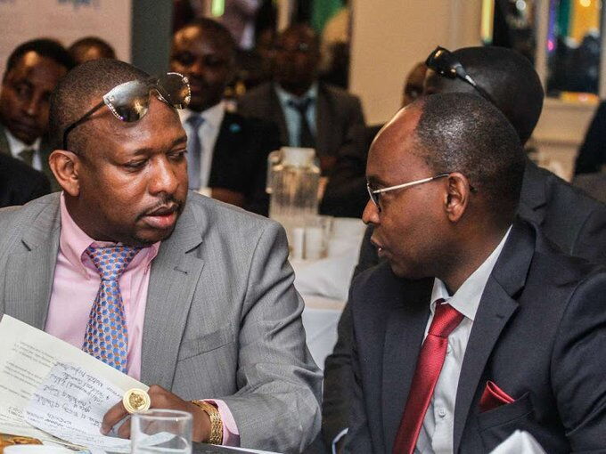 Nairobi Governor Mike Sonko with suspended CEC Charles Kerich at a past event. Photo: Daily Nation.