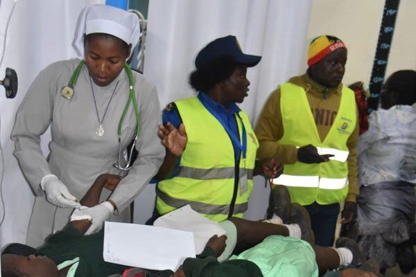 Survivors of a stampede at Kakamega Primary School are treated at the Kakamega Teaching and Referral Hospital on February 3, 2020.
