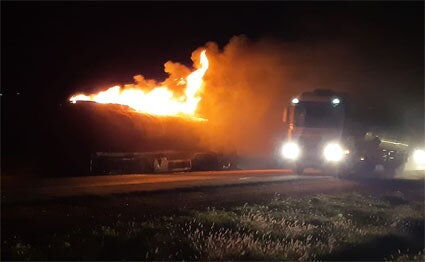 The tanker burns up in Ndara area, Taita Taveta on Wednesday, October 23