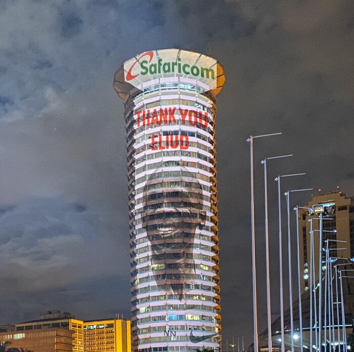 The Kenyatta International Convention Centre was lit up in honour of Eliud Kipchoge on October 12, 2019
